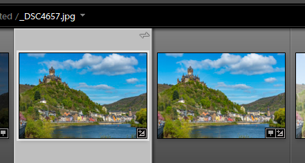 Filmstrip from Lightroom with Jpeg and Raw image of Cochem.PNG